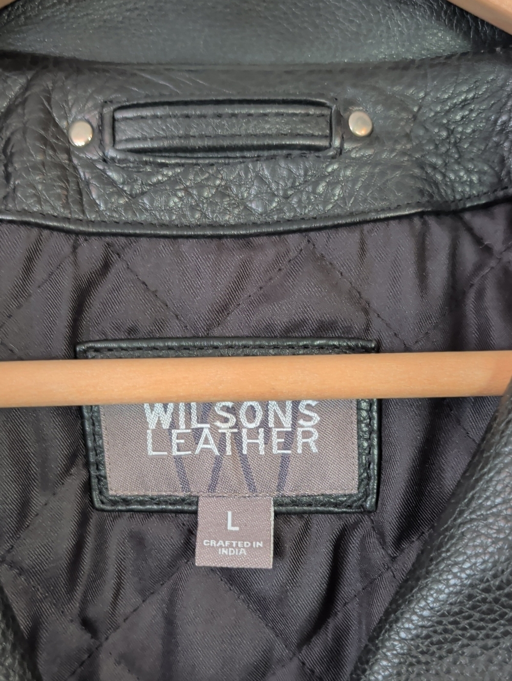 Men's Wilson’s Black Leather Motorcycle Jacket Size Large - Picture 8 of 16